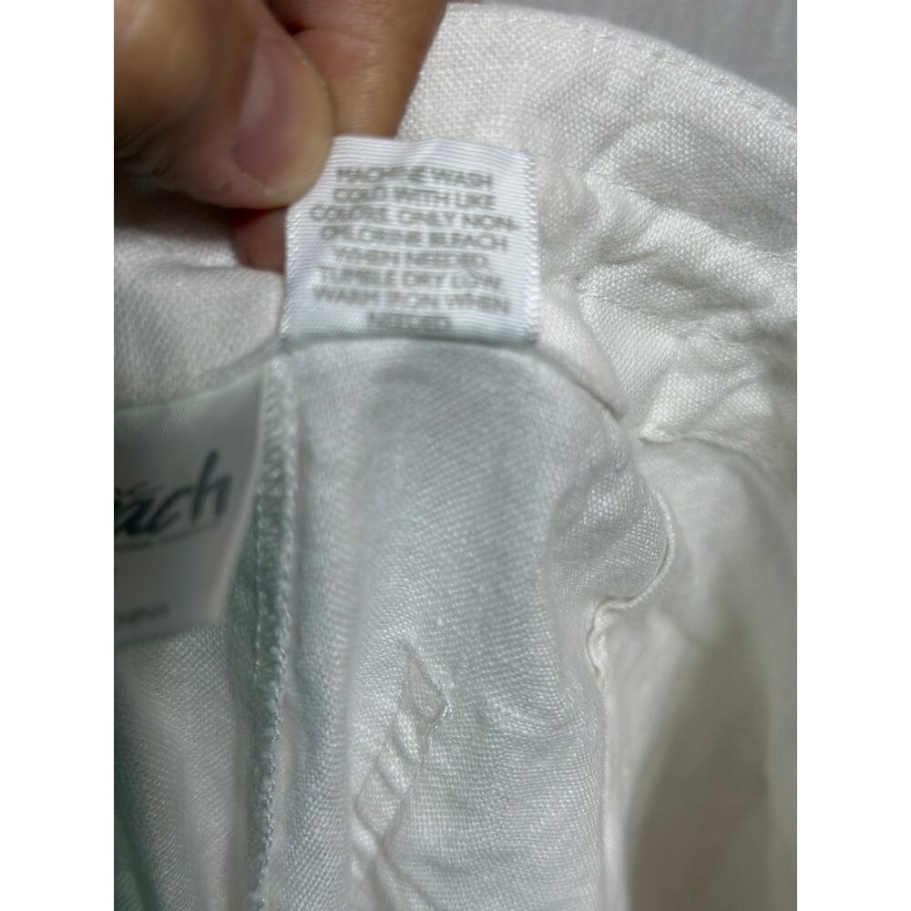 Inc Beach Pants 4 White 100% Linen Zip Ankles Utility Reinforced Knee Tapered - Picture 11 of 11